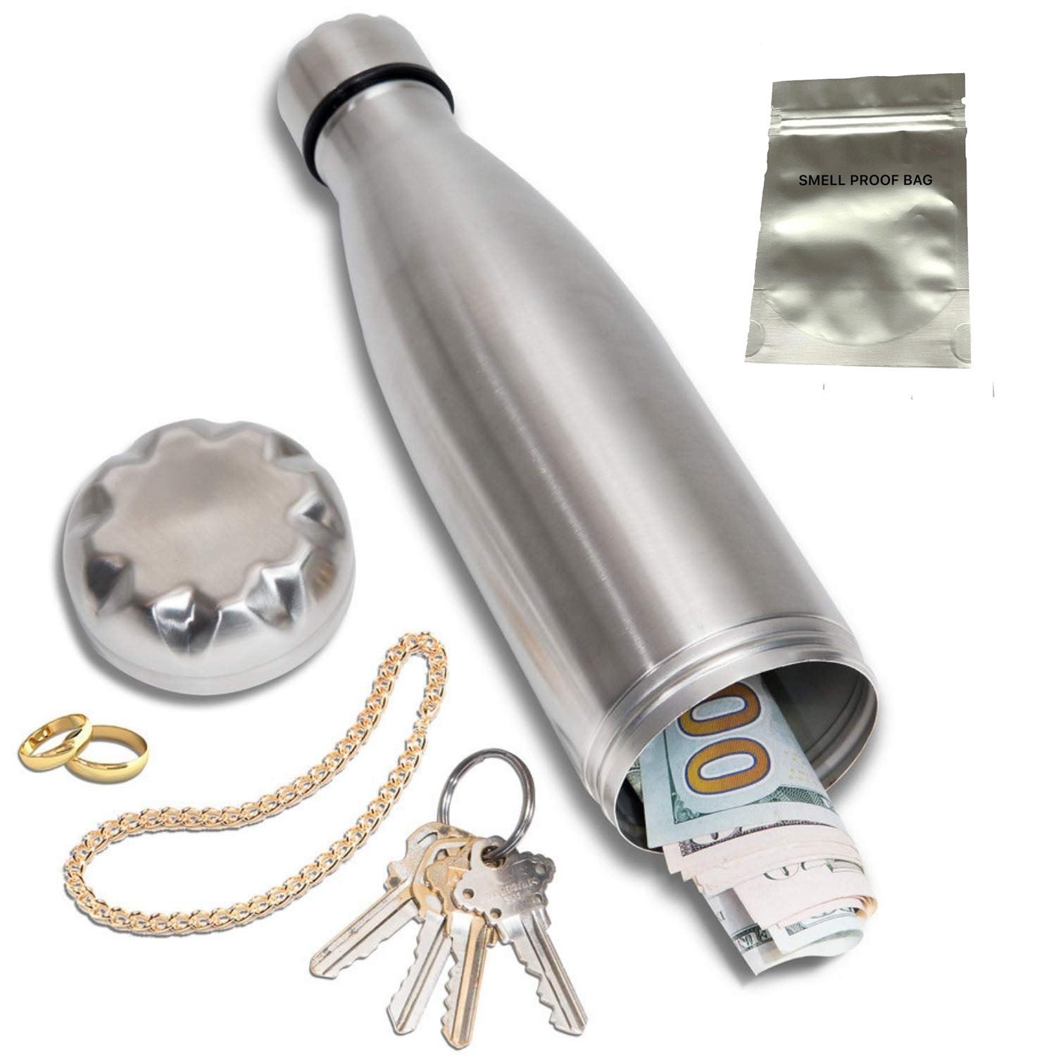 Aluminum Water Bottle Concealment Diversion Safe Stash Stainless