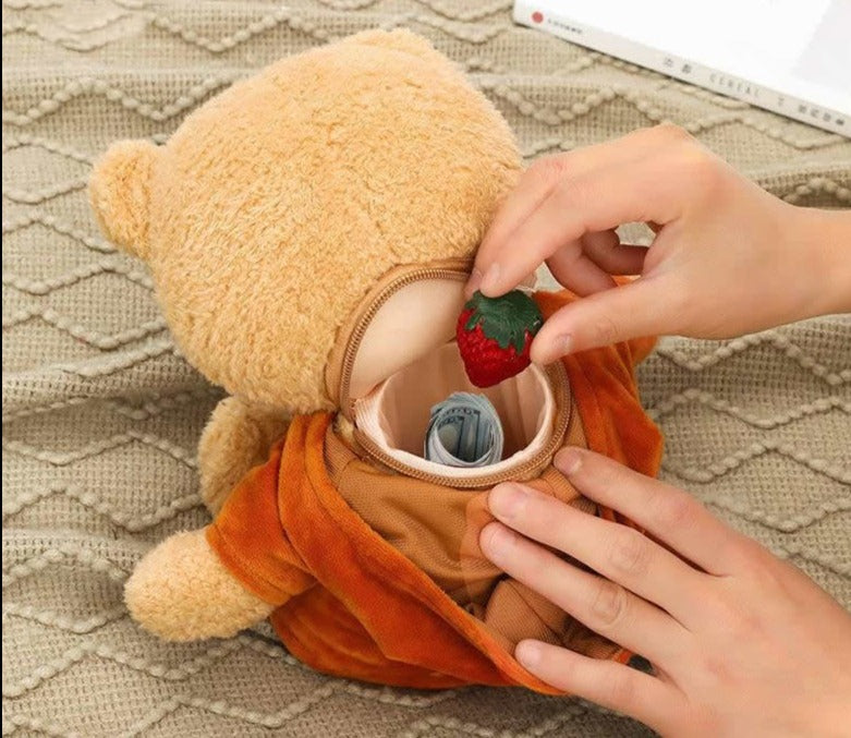 Plush Teddy Bear with Hidden Zipper Concealment Secret Diversion Safe Stash Safe