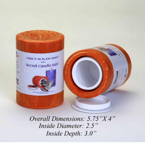 Candle Concealment Diversion Safe Hidden Stash Safe - Orange - Concealment Cans