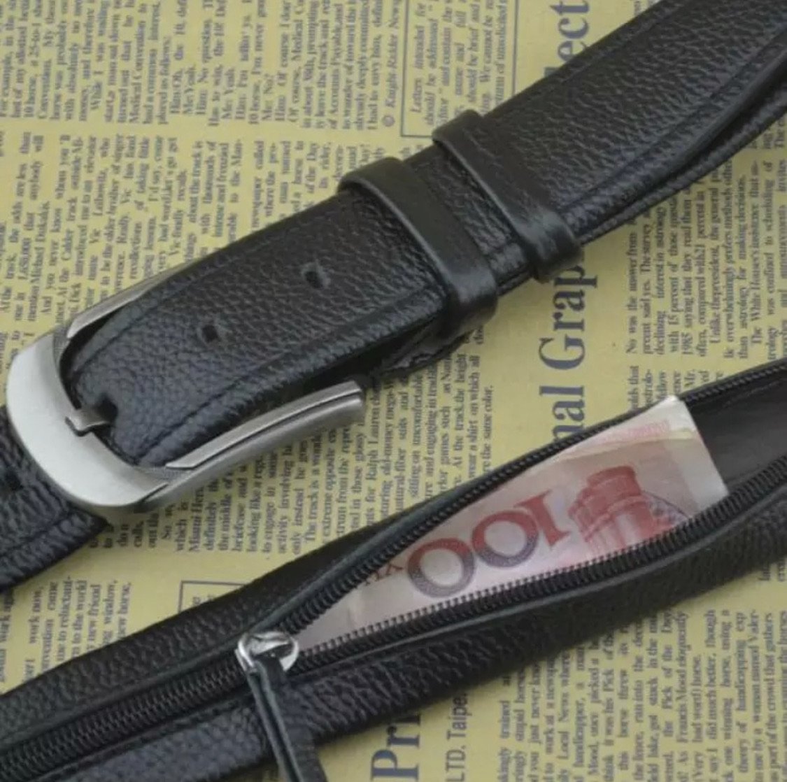 Hidden Leather Travel Belt Secret Wallet Money Diversion Stash Safe - Concealment Cans
