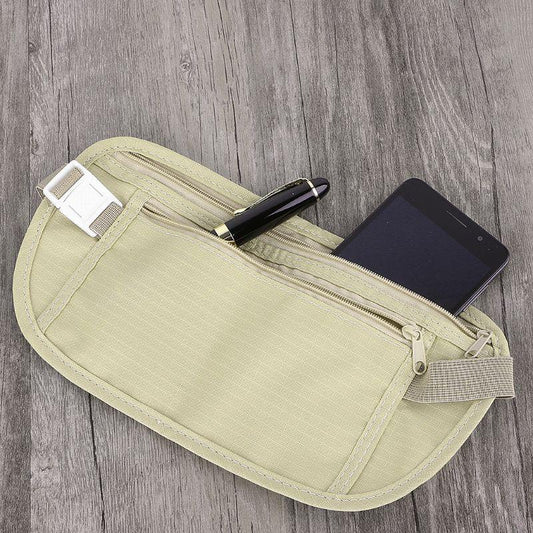 Travel Pouch Secret Stash Hidden Wallet Passport Slim Waist Belt Bag - Concealment Cans