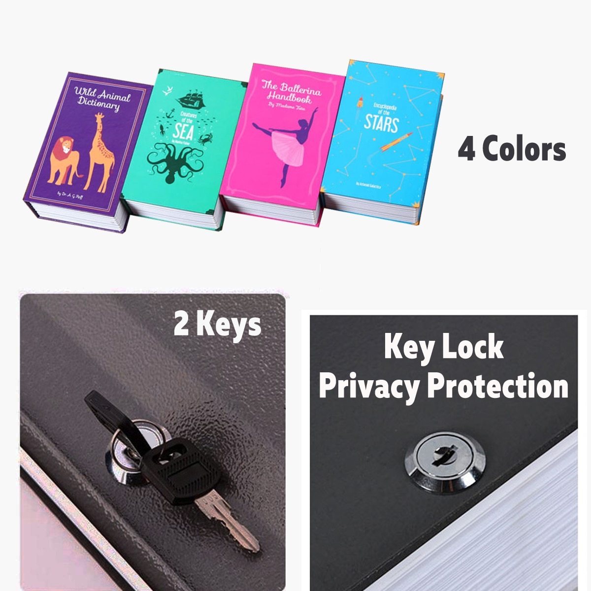 Metal Lock Hidden Book Safe Cut Out Book with Secret Compartment - Concealment Cans
