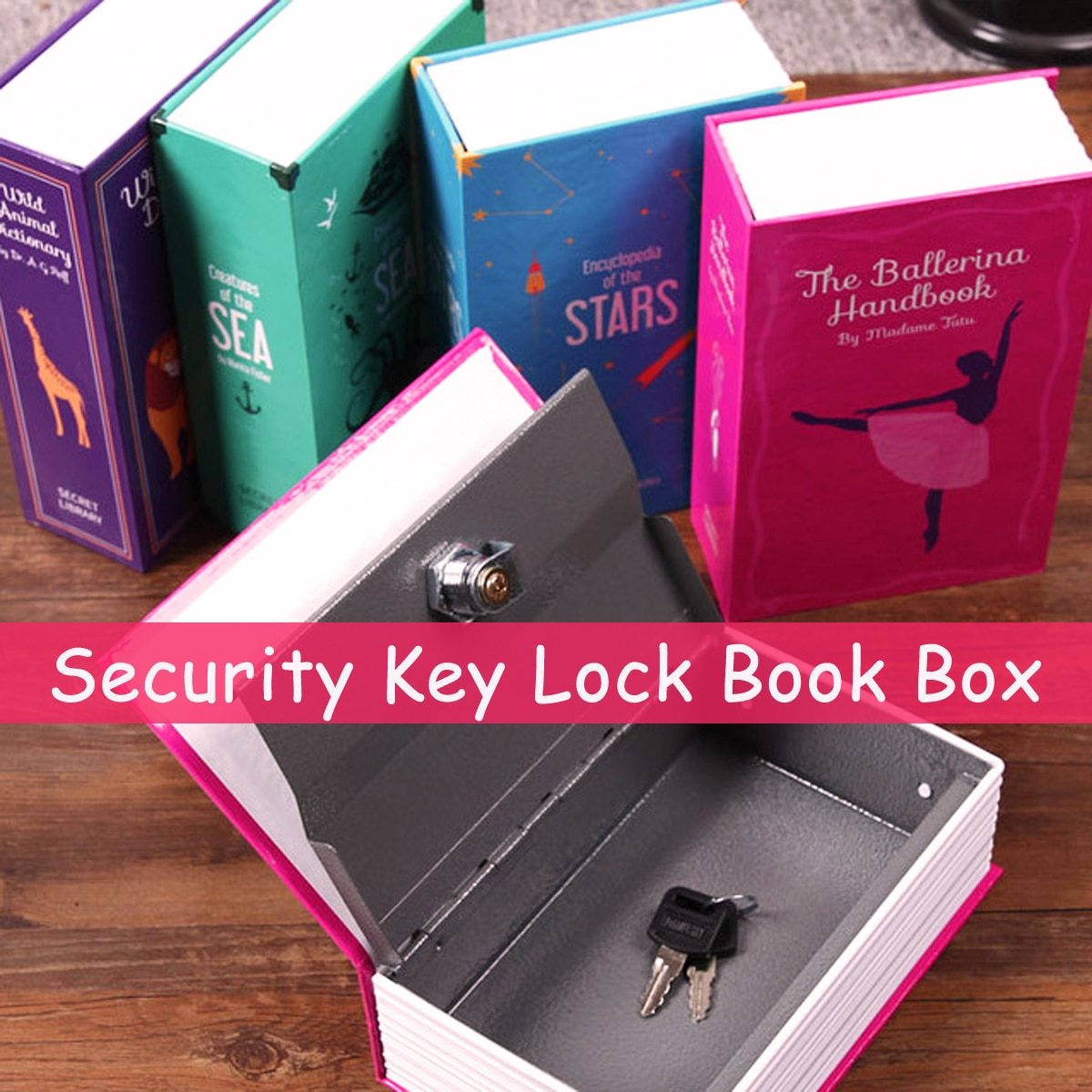 Metal Lock Hidden Book Safe Cut Out Book with Secret Compartment - Concealment Cans